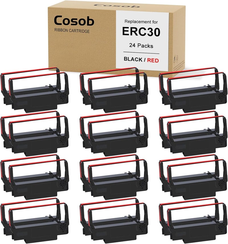 COSOB Store بديل لـ ERC30 ERC-30/34/38 B/R شريط ERC 30، 24 عبوة، أسود وأحمر - Image 1